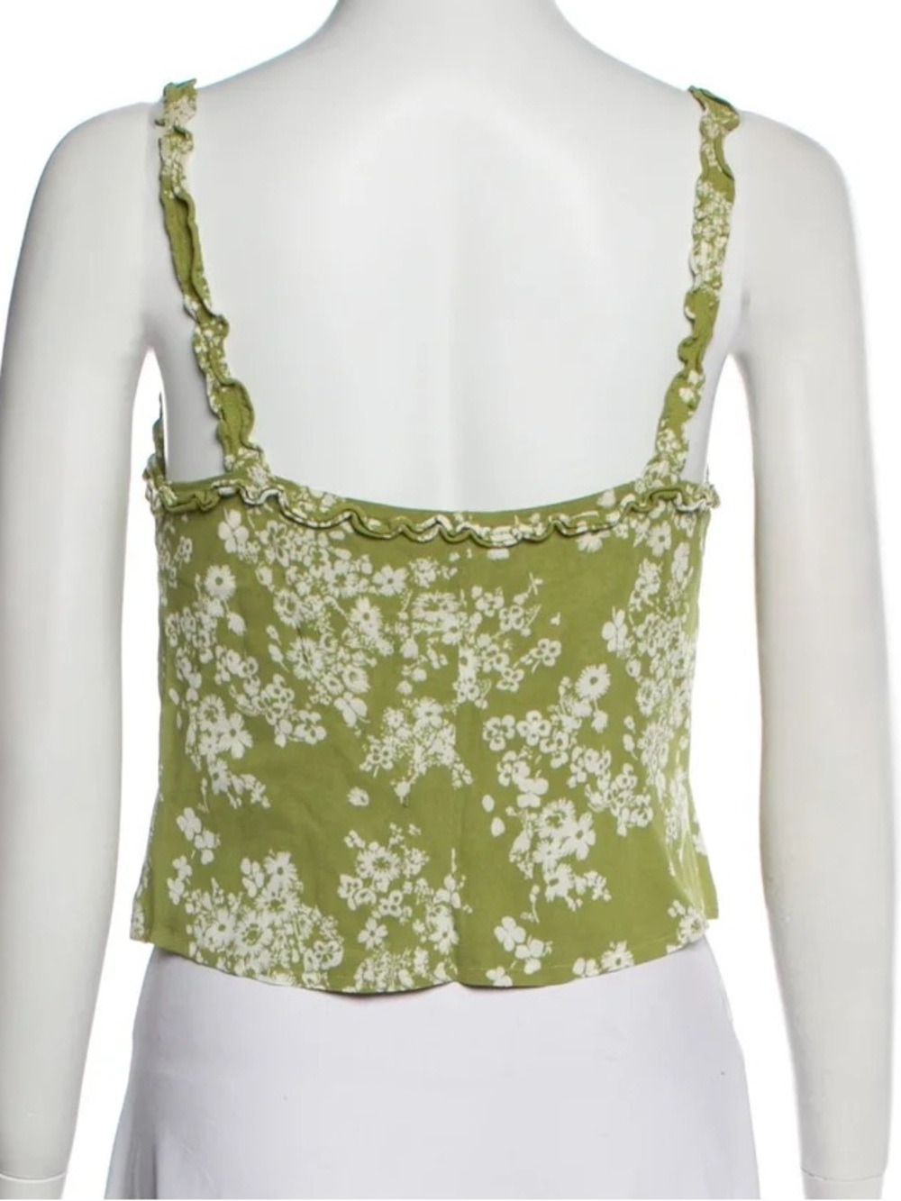REFORMATION “Caprice” Line Green White Floral Ruffle Camisole Top size small - Picture 7 of 8
